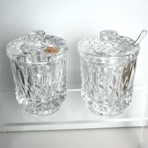 Vintage Nachtmann 24% Lead Crystal Bleikrystall Sugar Salt Jars 4.5”H  Germany